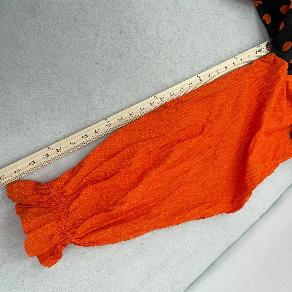 Vintage Clown Costume Set Orange Black Polka Dot Jumpsuit Hat Wig Collar 4pc